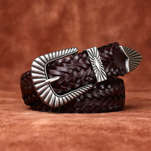 Alicia - Women's Braided Genuine Leather Belt
