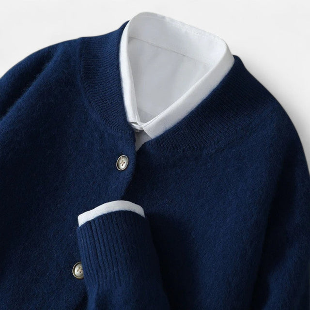 Aldrich - Men's Button-Front Cashmere Cardigan with Ribbed Trim