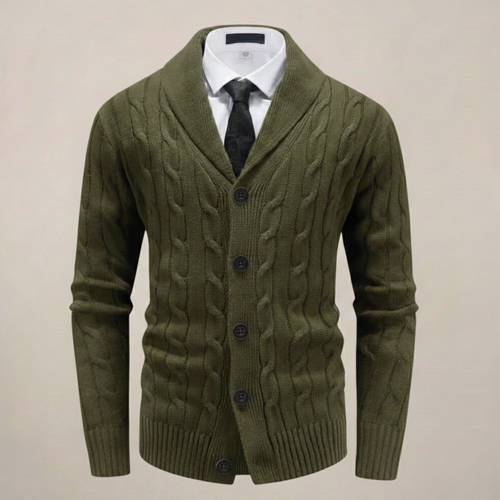 Aldrin - Men's Shawl Collar Cable-Knit Cardigan