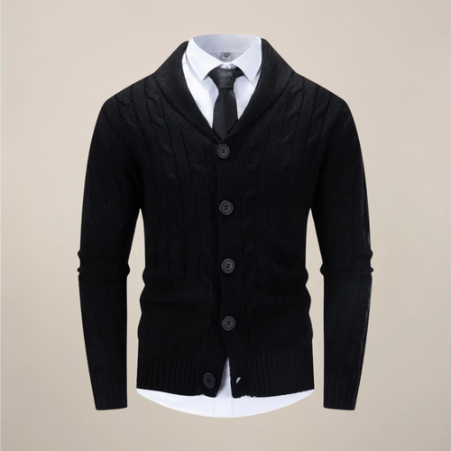 Aldrin - Men's Shawl Collar Cable-Knit Cardigan