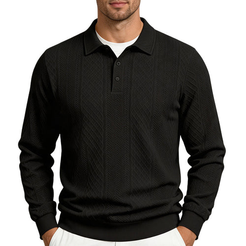 Alec - Men's Textured Long Sleeve Polo Sweatshirt 1