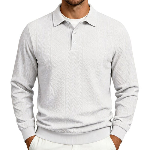 Alec - Men's Textured Long Sleeve Polo Sweatshirt 2