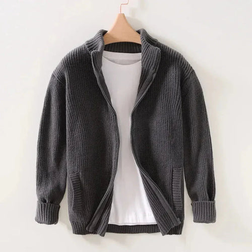 Alexa - Women's Ribbed-Knit Zip Cardigan with Turtleneck Collar