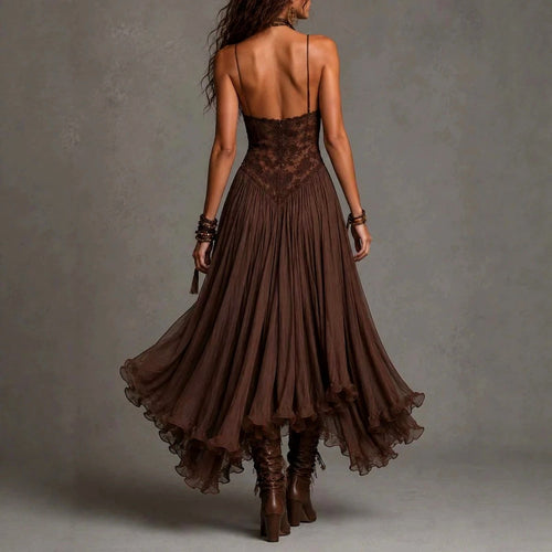 Alexina - Women's Lace Corset Flowing Maxi Dress 2