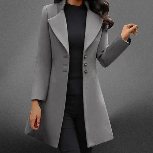 Alice - Women's Notch-Lapel Button-Front Long Coat