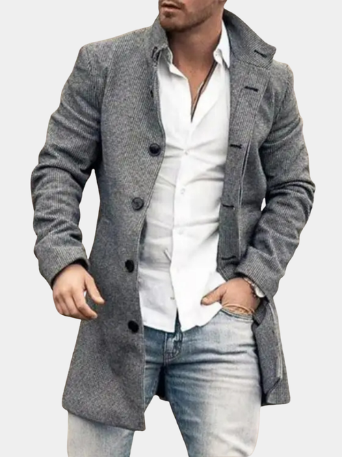 Alvin - Men's Wool-Blend Notch Lapel Overcoat