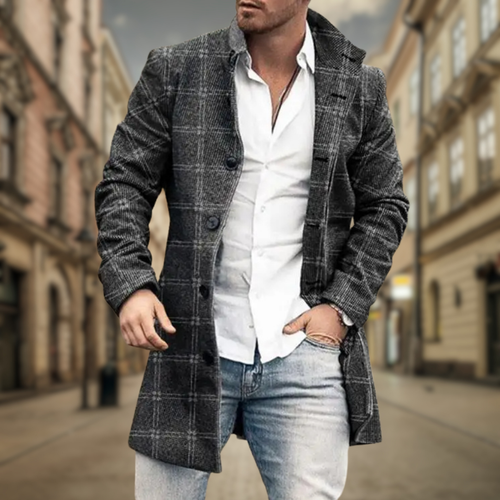 Alvin - Men's Wool-Blend Notch Lapel Overcoat