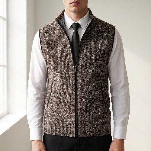 Andrei - Men's Textured Zip-Up Knit Vest