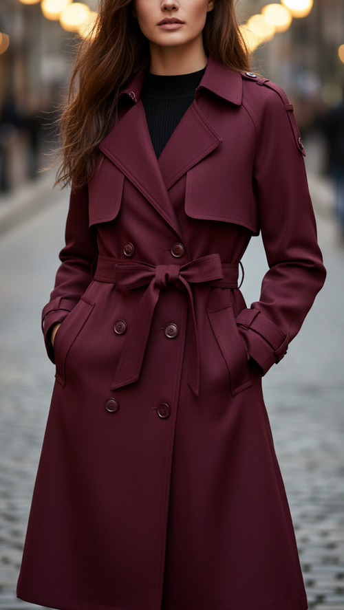 Anna - Women's Double-Breasted Belted Trench Coat