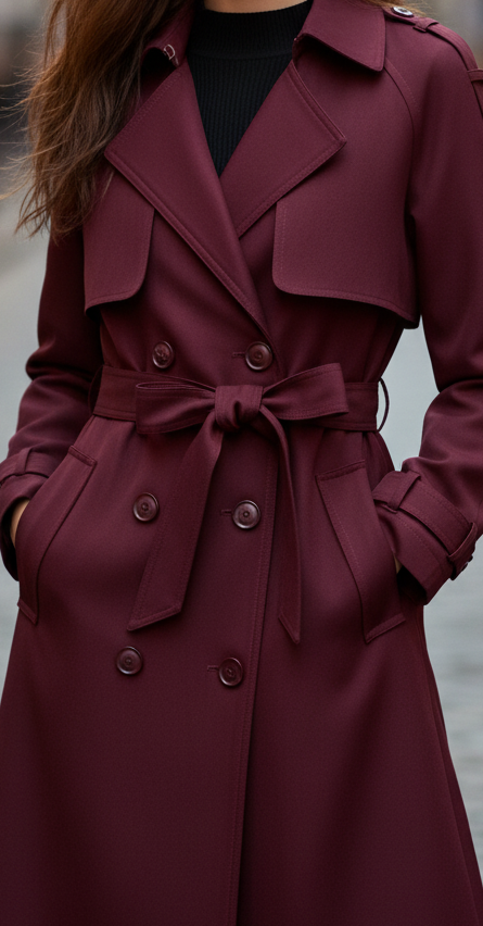 Anna - Women's Double-Breasted Belted Trench Coat