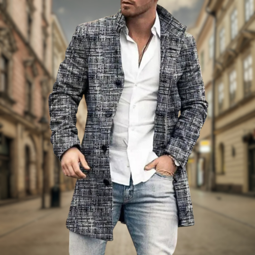 Anthony - Men's Button-Front Textured Overcoat