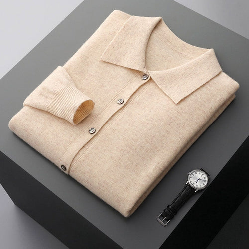 Archer - Men's Merino Wool Cardigan with Notch Collar