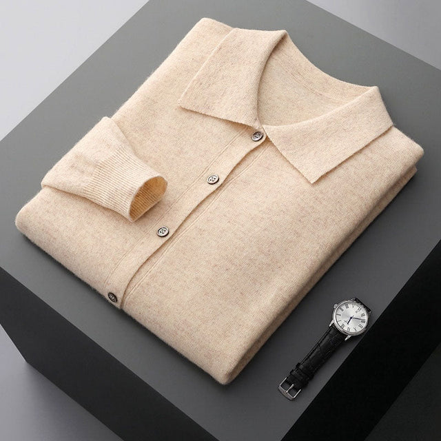 Archer - Men's Merino Wool Cardigan with Notch Collar