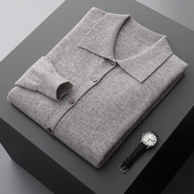 Archer - Men's Merino Wool Cardigan with Notch Collar
