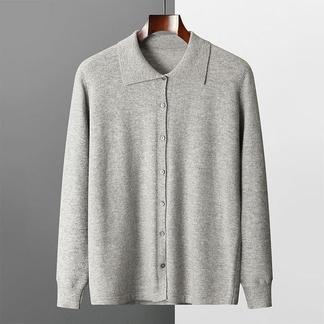 Archer - Men's Merino Wool Cardigan with Notch Collar