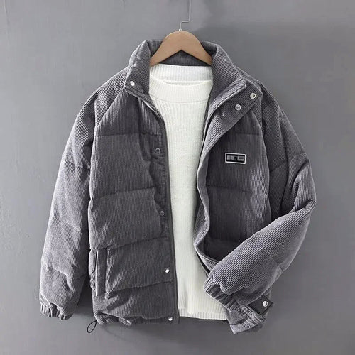 Asher - Men's Padded Corduroy Jacket with Stand Collar