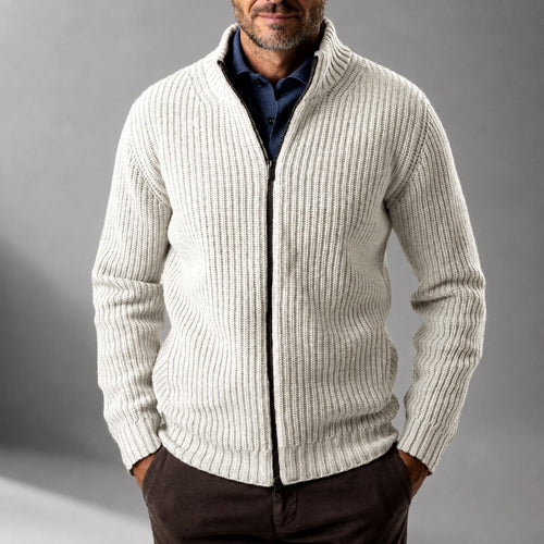 Aurelio - Men's Ribbed Half-Turtleneck Slim Fit Cardigan 2