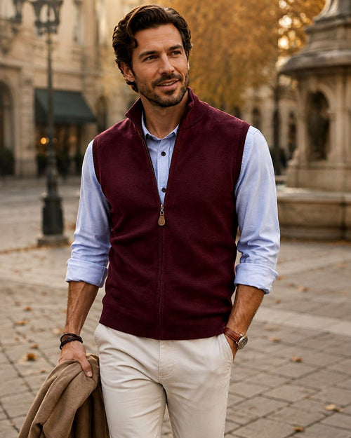Bartholomew - Men's Stand Collar Slim Fit Full Zip Vest 2