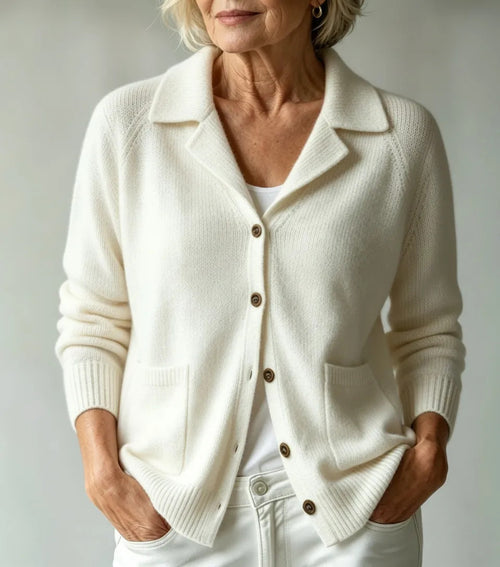 Beatrice - Women's Collared Button-Front Knit Cardigan 1