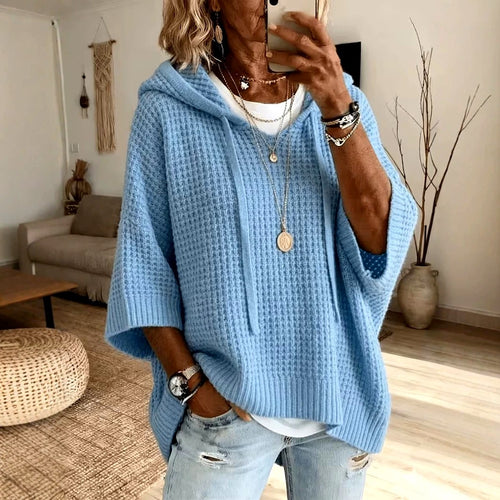 Beatrix - Women's Textured Oversized Hooded Sweater 1