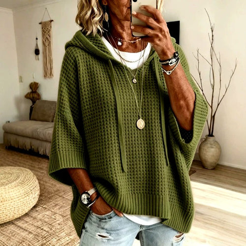 Beatrix - Women's Textured Oversized Hooded Sweater 2