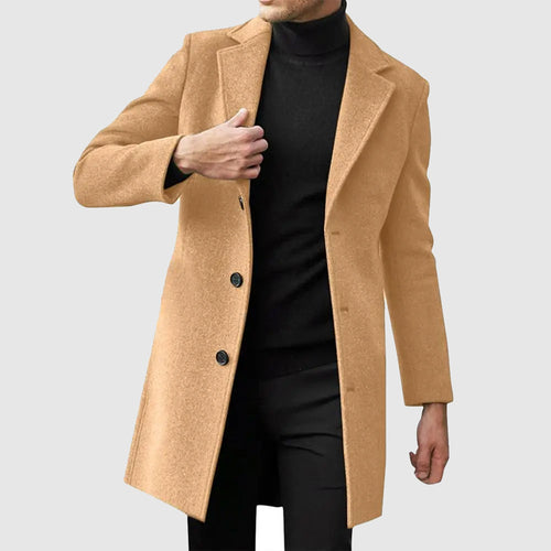 Benedict - Men's Tailored Wool-Blend Overcoat with Notch Lapel