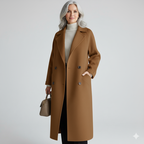 Bianca - Women's Double-Breasted Wool Coat with Notch Lapels