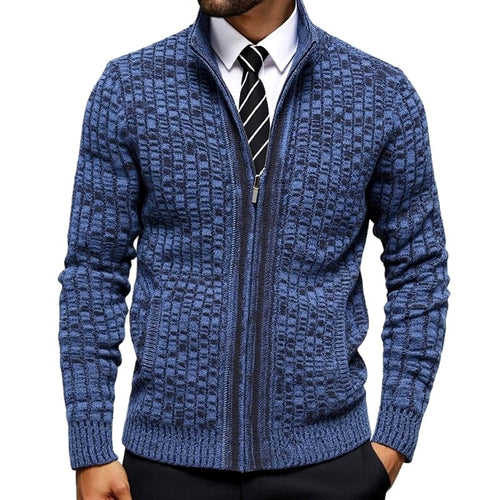 Blake - Men's Checkered Full-Zip Knit Cardigan 1