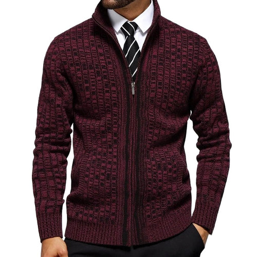 Blake - Men's Checkered Full-Zip Knit Cardigan 2