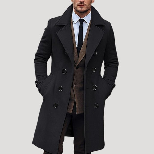 Boden - Men's Double-Breasted Wool Coat with Notch Lapels