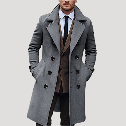 Boden - Men's Double-Breasted Wool Coat with Notch Lapels