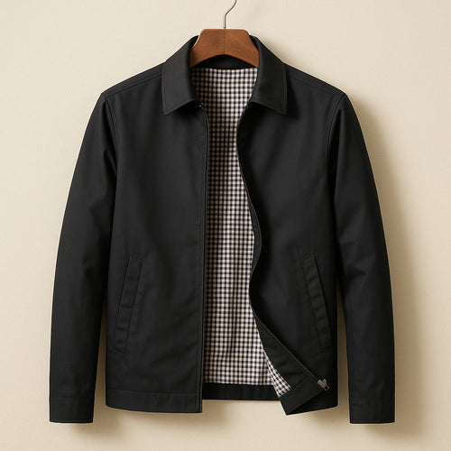 Brayden - Men's Full-Zip Lightweight Jacket with Checkered Lining
