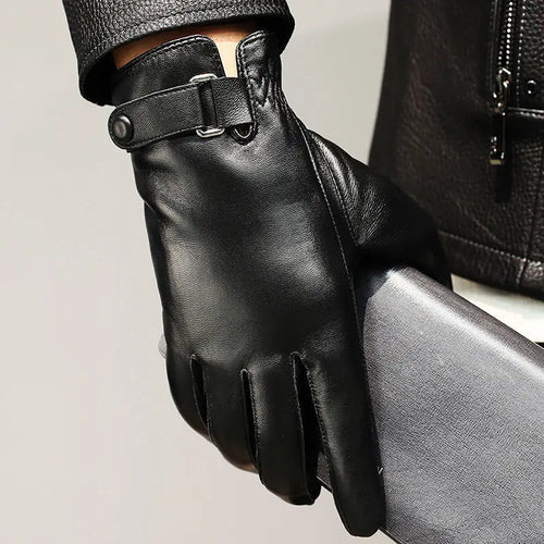 Brayden - Men's Leather Gloves with Snap-Tab Wrist Strap