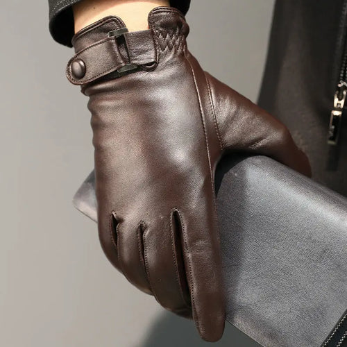 Brayden - Men's Leather Gloves with Snap-Tab Wrist Strap