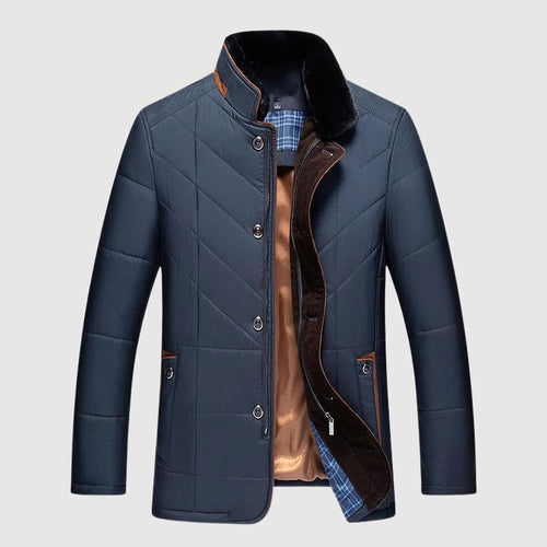 Brennan - Men's Diamond-Quilted Puffer Jacket with Faux-Fur Collar