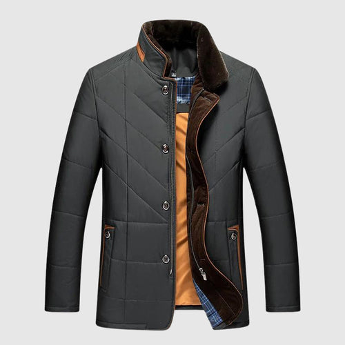 Brennan - Men's Diamond-Quilted Puffer Jacket with Faux-Fur Collar