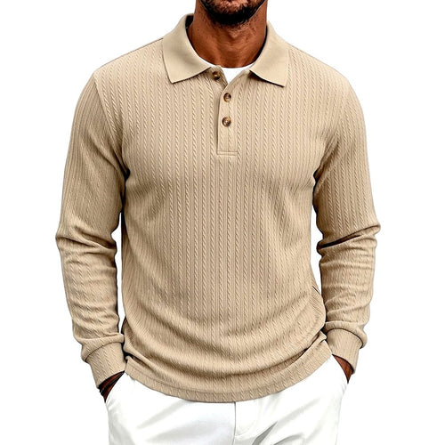 Brevin - Men's Textured Long Sleeve Polo Shirt 1