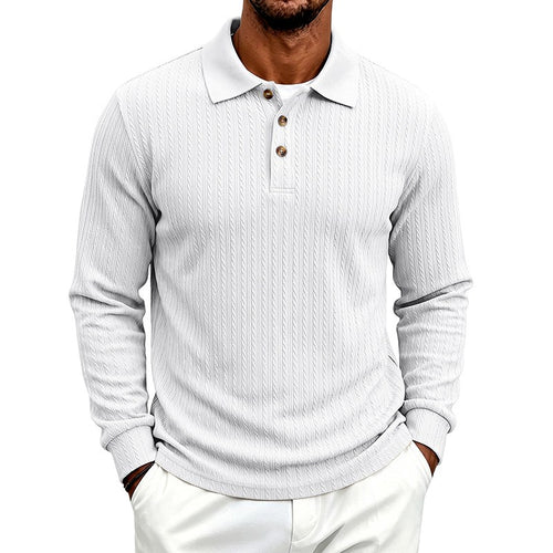 Brevin - Men's Textured Long Sleeve Polo Shirt 2
