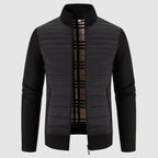 Caleb - Men's Quilted Hybrid Cardigan with Ribbed Knit Sleeves
