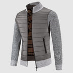 Caleb - Men's Quilted Hybrid Cardigan with Ribbed Knit Sleeves