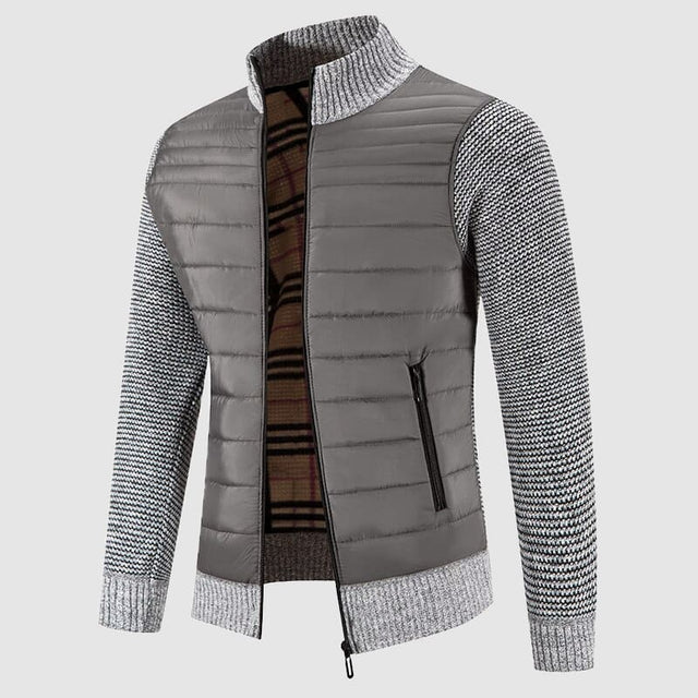 Caleb - Men's Quilted Hybrid Cardigan with Ribbed Knit Sleeves