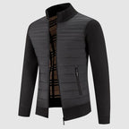 Caleb - Men's Quilted Hybrid Cardigan with Ribbed Knit Sleeves