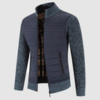 Caleb - Men's Quilted Hybrid Cardigan with Ribbed Knit Sleeves