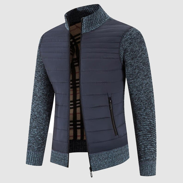 Caleb - Men's Quilted Hybrid Cardigan with Ribbed Knit Sleeves