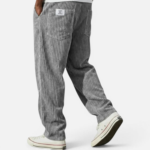 Caspar - Men's Ribbed Corduroy Relaxed-Fit Trousers
