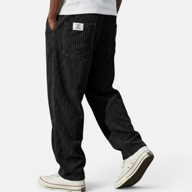Caspar - Men's Ribbed Corduroy Relaxed-Fit Trousers