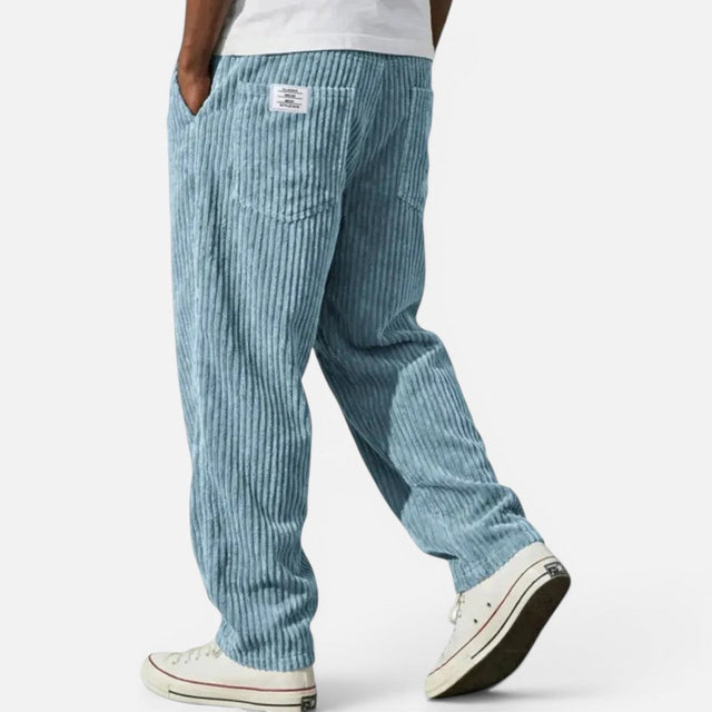 Caspar - Men's Ribbed Corduroy Relaxed-Fit Trousers