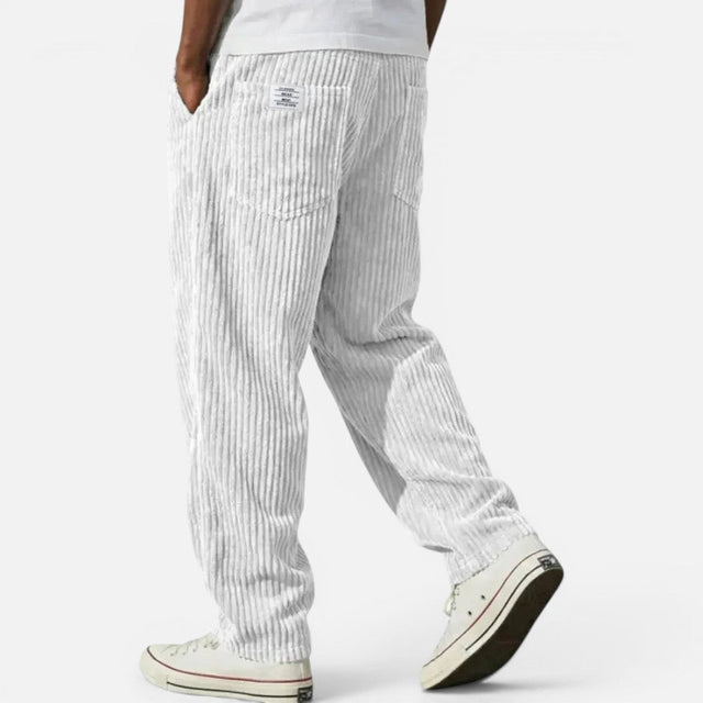 Caspar - Men's Ribbed Corduroy Relaxed-Fit Trousers