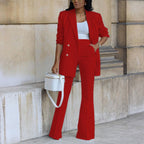 Cecilia - Women's Double-Breasted Blazer and Flare Trousers Set
