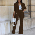 Cecilia - Women's Double-Breasted Blazer and Flare Trousers Set